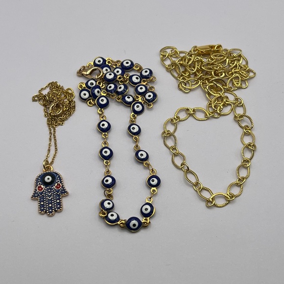 Gold Stylish Evil Eye Necklace Set - Trendy Boho Chic Layered Necklace - Picture 9 of 16